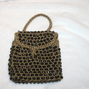 RARE!! Rosenfeld Italy 1950's Black Beaded & Crochet Bag Purse COLLECTOR'S ITEM